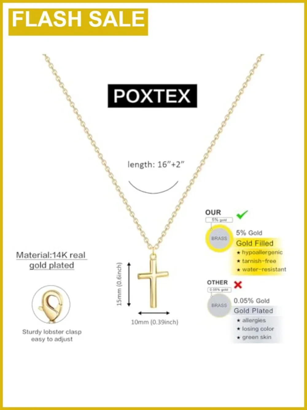 14k gold plated cross necklace dainty teen girls